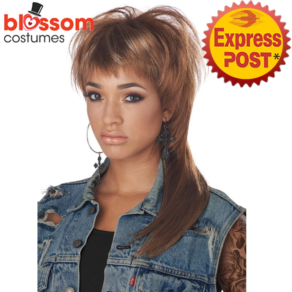 Brown 80s cheap wig