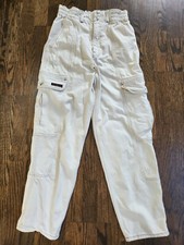 BDG Urban Outfitters Women s Ecru Cargo Skater Utility Wide Leg Trousers Size 28