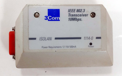 1 USED 3COM ISOLN 1114-0 IEEE 802.3 TRANCEIVER 10MBPS ***MAKE OFFER***
