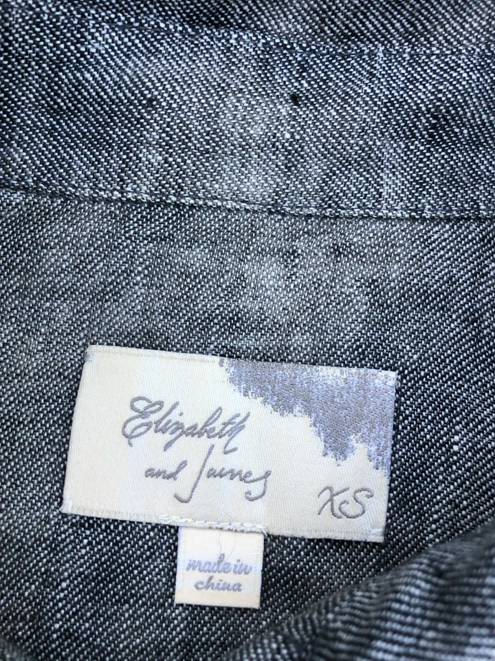 ELIZABETH AND JAMES Designer 100% Linen Shirt Women's XS Grey Button Up Long Top - Image 4 of 4