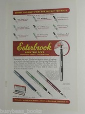 1950 ESTERBROOK Pens advertisement, fountain pens & nib choices