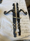 French Vintage Door Handle Wrought Iron Knob Gothic Lever Face Plate Black Set