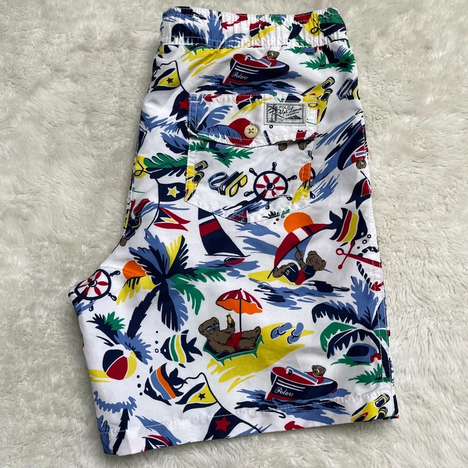 POLO Ralph Lauren медведь печати мальчика белый путешественник классический плавательный сундук размер L - Изображение 3 из 4