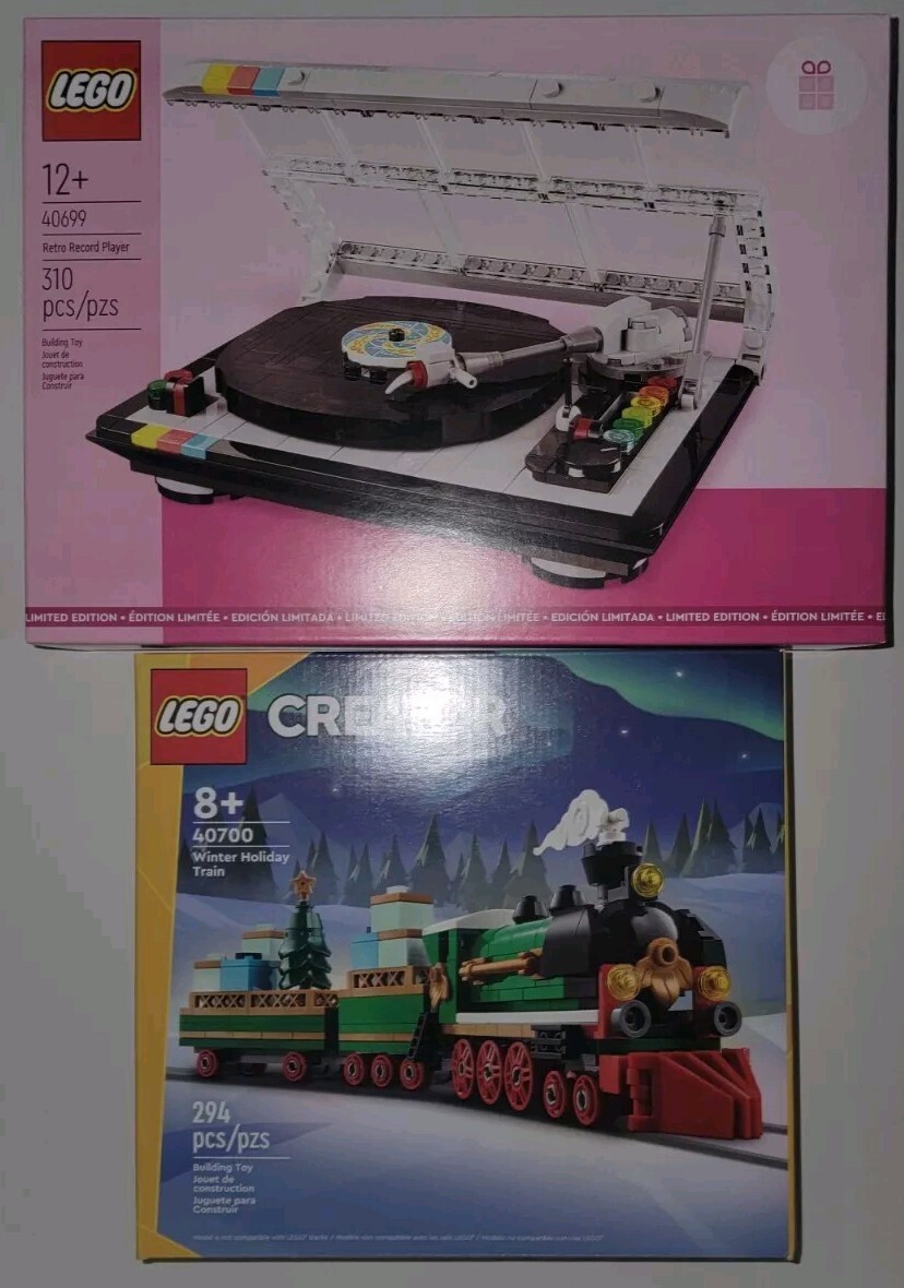 LEGO Retro Record Player 40699 & Winter Holiday Train 40700 New Sealed Set