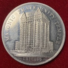 MASONIC FRATERNITY TEMPLE ALUMINUM MEDAL CHICAGO HIGHEST COMMERCIAL BUILDING