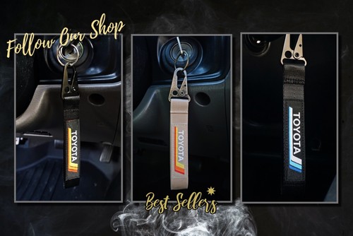 Vintage Toyota Heritage Stripes Keychain Lanyard, Metal Clip Key Ring Accessory - Picture 3 of 9