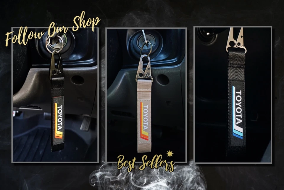 Vintage Toyota Heritage Stripes Keychain Lanyard, Metal Clip Key Ring Accessory - Bild 3 von 4