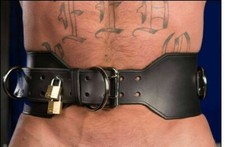 HEAVY DUTY MENS REAL LEATHER BODY BELT / HARNESS FULLY LOCKABLE LOCKING BONDAGE