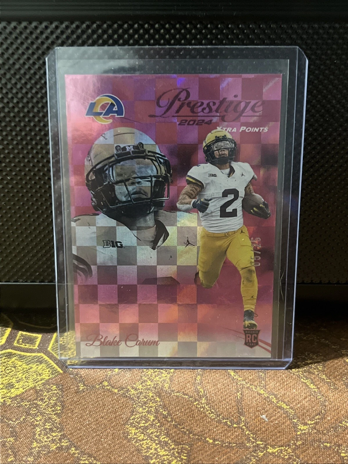 Blake Corum Panini Prestige #349 Pink Premium Xtra Points-Signature