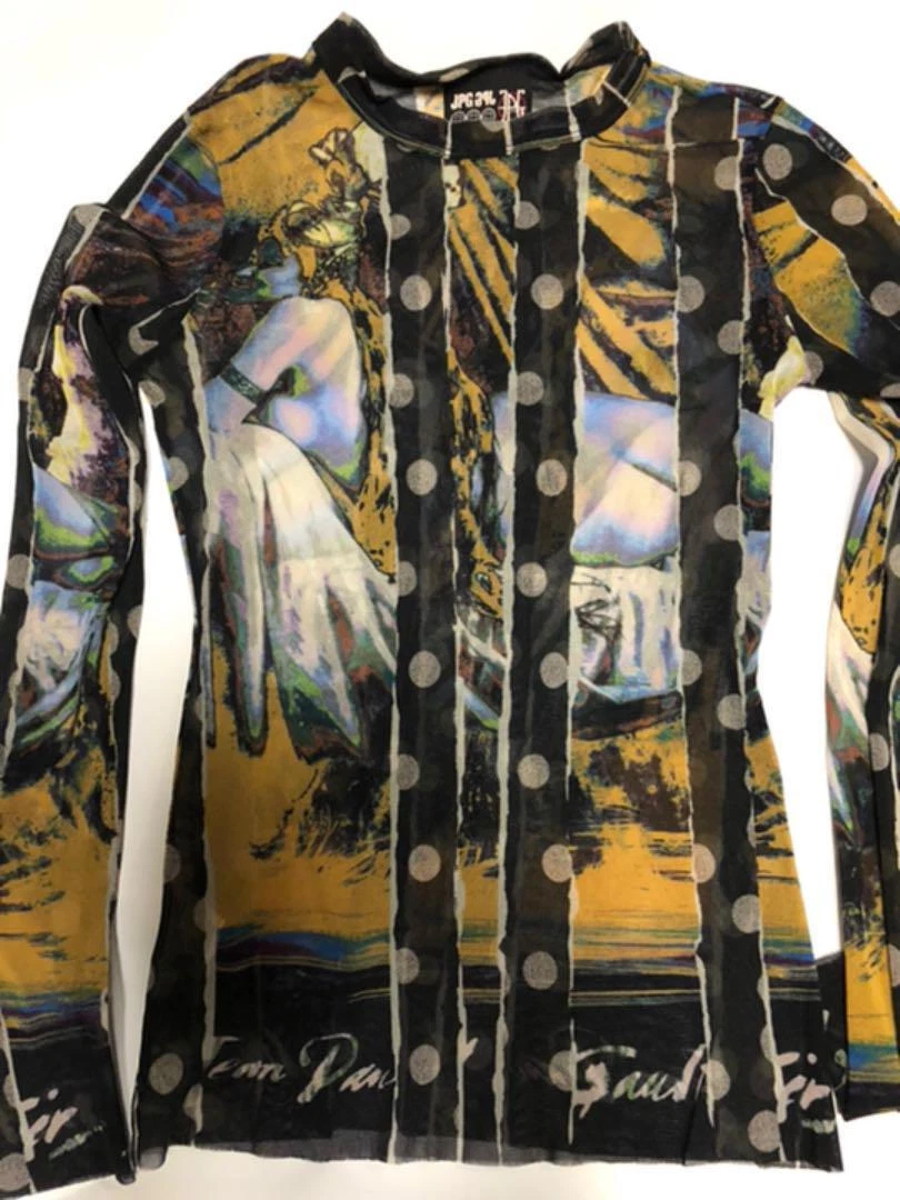 JEAN PAUL GAULTIER Power Net Long Sleeve Women's T-Shirt Size 40 Multicolor USED