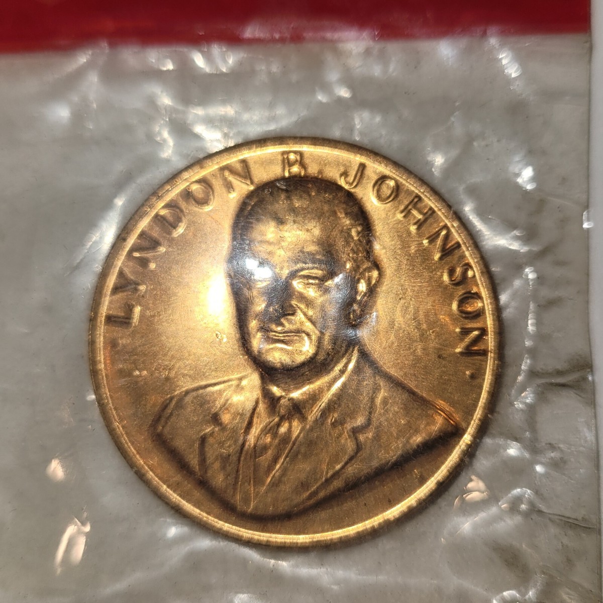 Sealed Lyndon B Johnson Inaugurated President Bronze Medal Coin