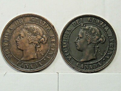 2 XF Large Cents CANADA 1882-H & 1896.  #42