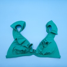 Victorias Secret Large Green Ruffle Straps Triangle Padded Bikini Top Swimwear