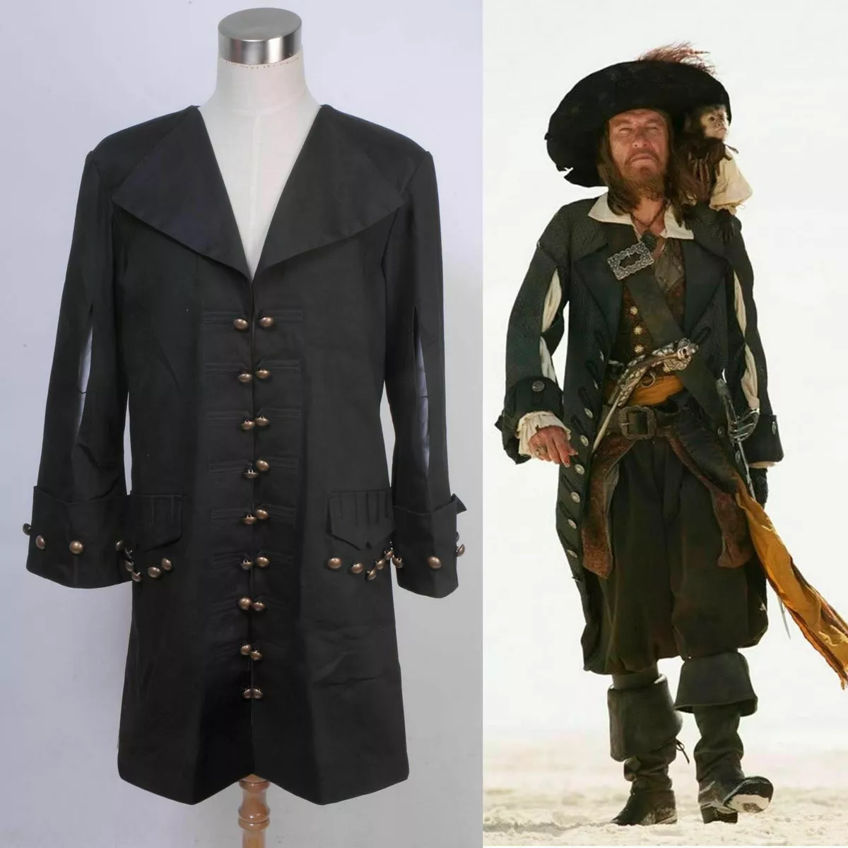 New Pirates of the Caribbean Barbossa Jacket Outfit Cosplay Costume  Halloween | eBay