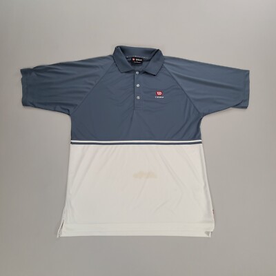 Wilson Polo Shirt Adult Medium White Blue Golf Athletic