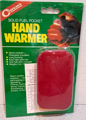 VINTAGE COGHLAN'S Hand Warmer Solid Fuel Pocket Long Burning Velvet Cover