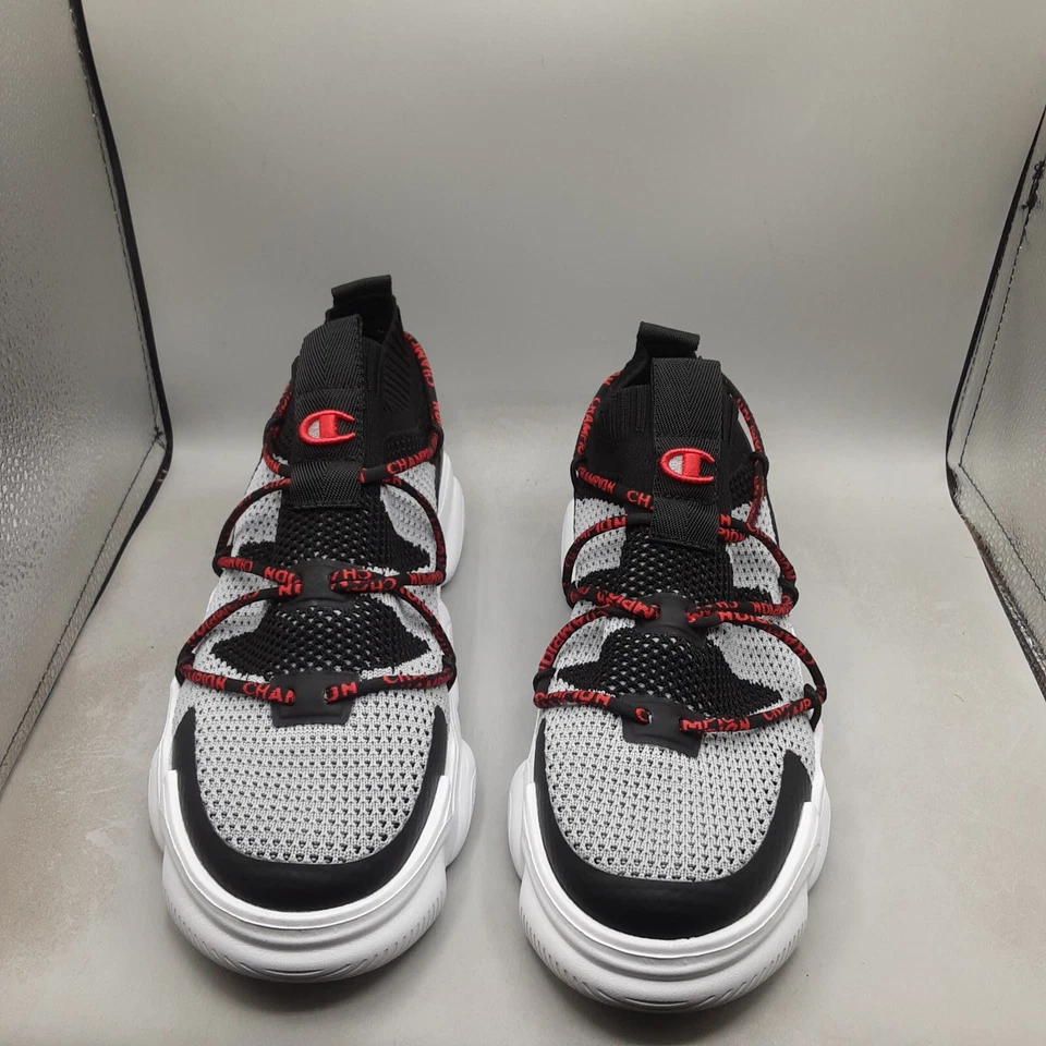 Zapatillas Champion Meloso Flux para niños 7 jóvenes grandes negras concreto rojo. D390 Foto 2 de 4