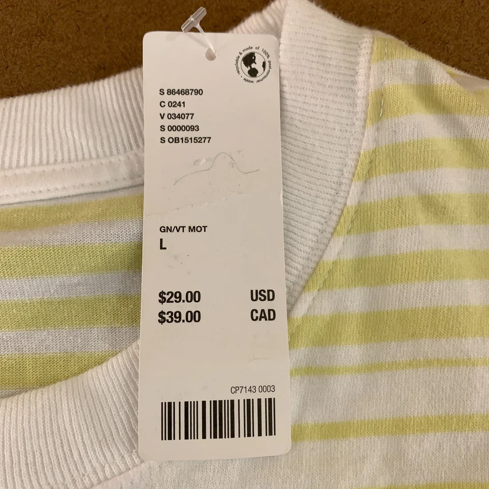 Стандартная ткань мужской большой зеленый белый в полоску коротким рукавом основа футболка с Ярлыками - Изображение 4 из 4