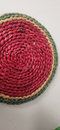 Vintage Watermelon Rattan Woven Wicker Straw Trivet - Picture 5 of 8