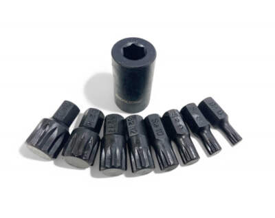 IMPACT SPLINE BIT SET 9PC M6-M18 1/2'' DRIVE - TOOLZONE KDPSD067