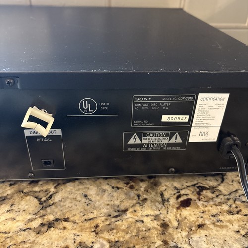 Sony CDP-C910 10-Disc CD Changer - SPORTA E CARTUCCIA MANCANTI - RICAMBI/RIPARAZIONE! - Foto 15 di 16