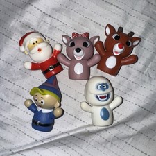 Vintage Christmas Plastic Finger Bath Time Puppets