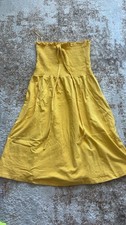 Women’s H&M Strapless Yellow Bandeau Midi Dress Size 8 BNWOT