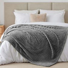 Kuscheldecke Flanell 230x270cm Grau Bettdecke Tagesdecke Wolldecke
