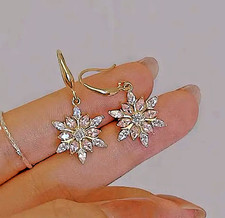 Vintage Style Women's Snowflake Drop Earrings Zircon Inlay