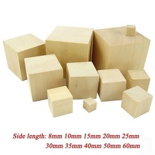 Wood Cubes 6mm to 60mm Natural Wooden Craft Cubes Blocks Art Craft Model DIY