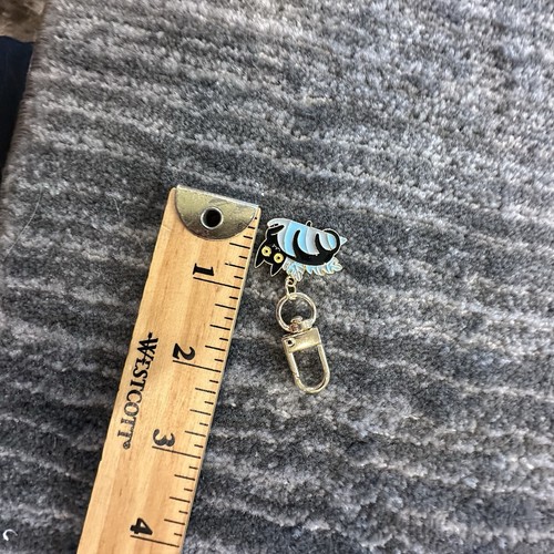 Black Cat Enamel Bag Charm Kitten Big Blue Leaf Clip On Charm Cat Lady Gift New - Picture 3 of 4