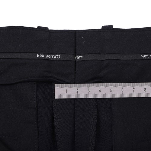 NEIL BARRETT Hosen Gr 46 Skinny Fit Regular Rise Marineblau Wolle Made in Italy - Imagen 5 de 11