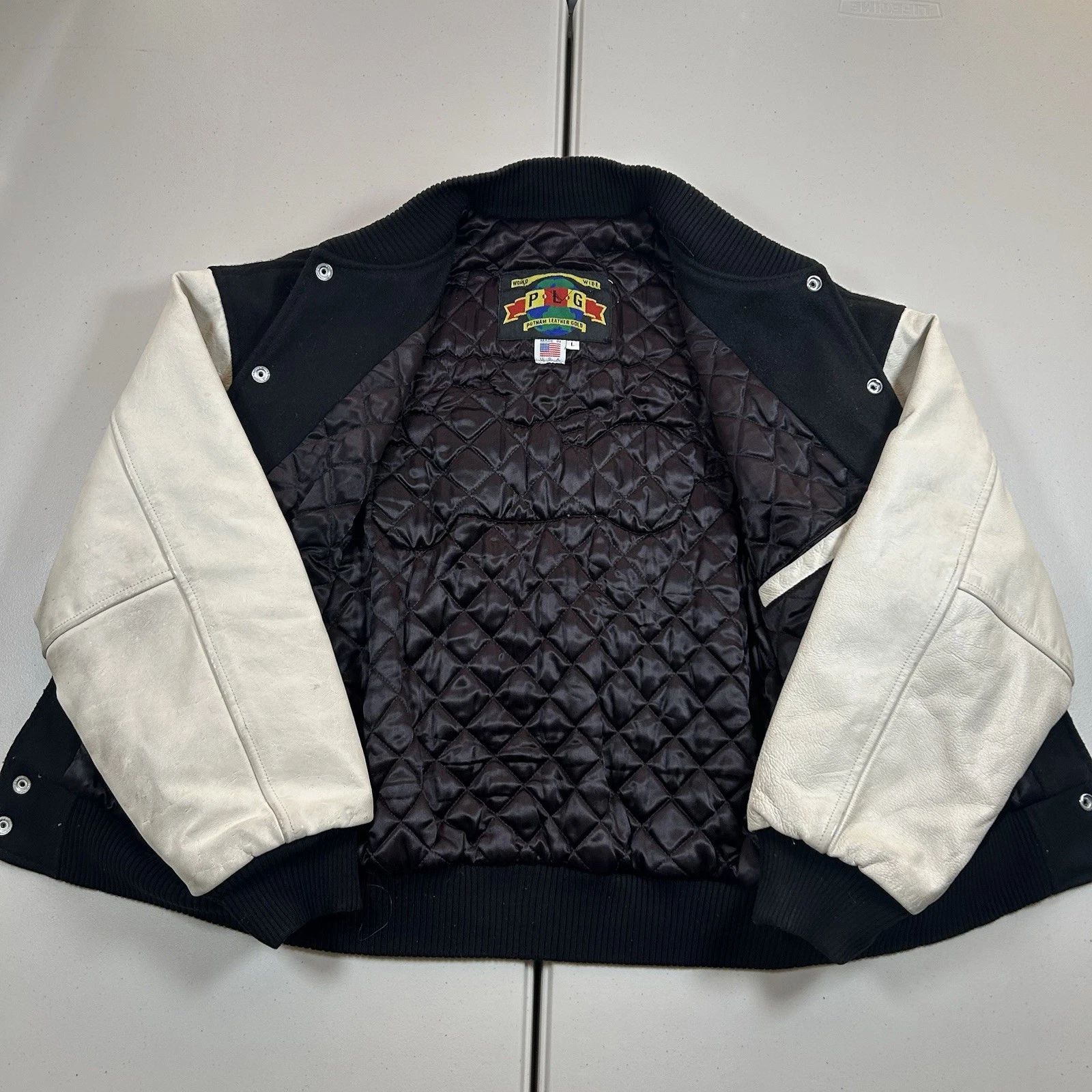 Vintage 90s Indian Motorcycles Bomber Varsity Jacket Leather Wool Size Medium image 7