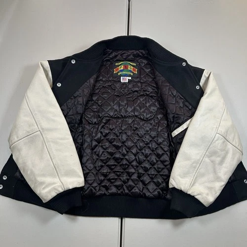 Vintage 90s Indian Motorcycles Bomber Varsity Jacket Leather Wool Size Medium image 7