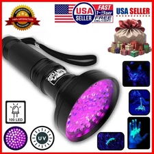 UV Ultraviolet Light Flashlight Inspection 100 LED BlackLight 395nM Lamp Torch