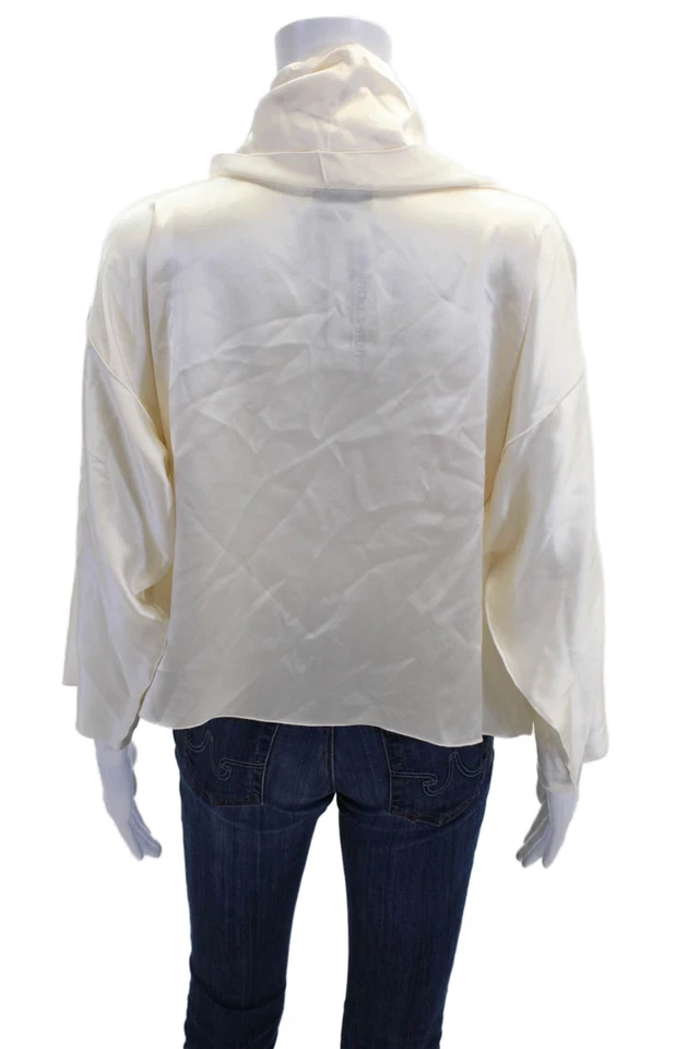 Blusa Zoran Mujer Beige Seda Manga 3/4 Sólida Talla L Foto 3 de 4