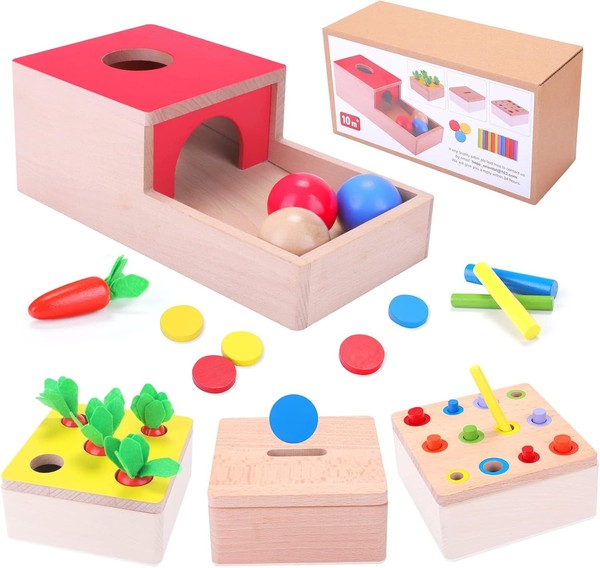 Motorikspielzeug 4IN1 Holzspielzeug Ab 6 Monaten FüR Jungen MäDchen Geschenk-image