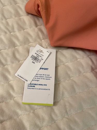 Old Navy Powersoft Sports Bra 32C Zip Up Active Workout CORAL PINK - Picture 3 of 5