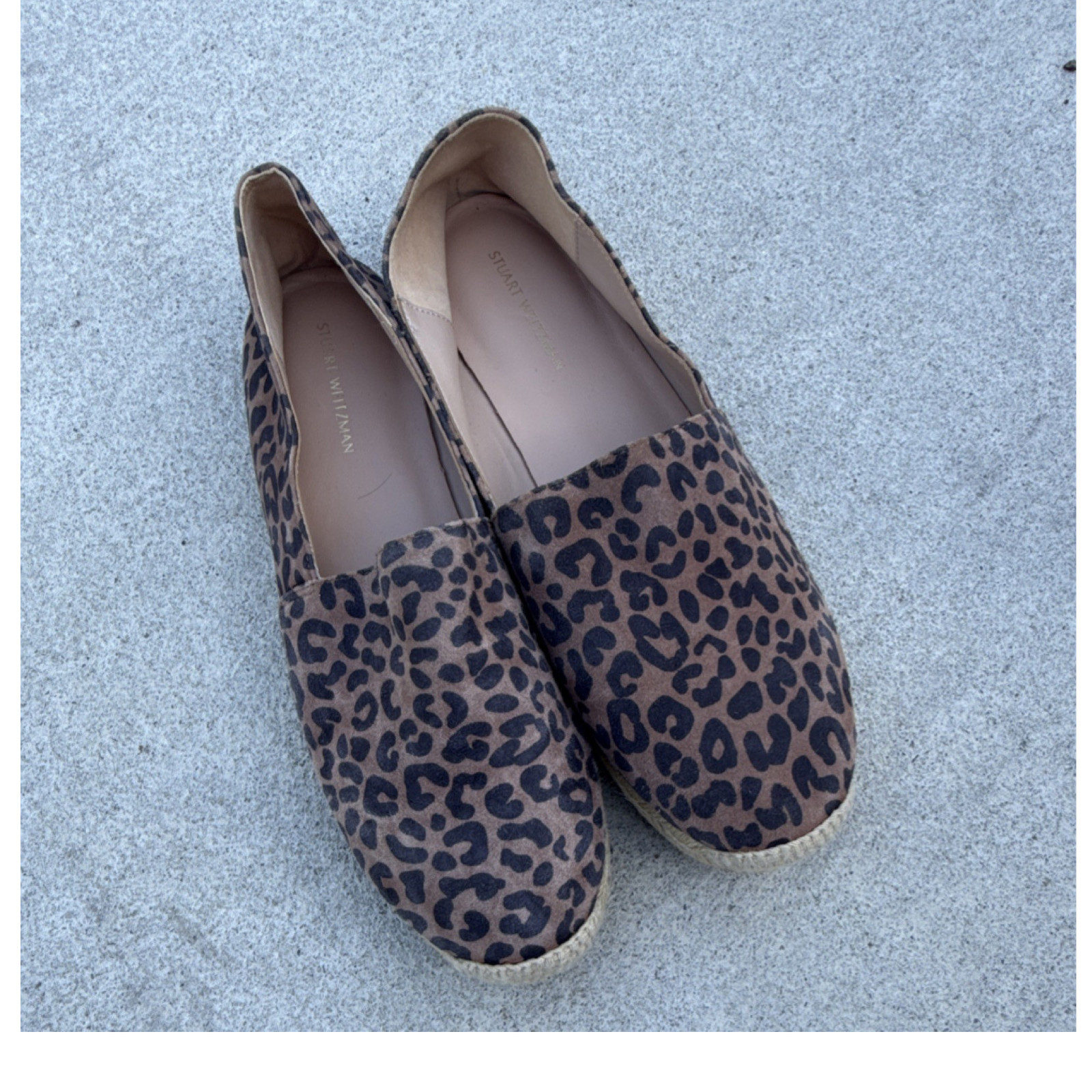 Stuart Weitzman Suede Animal Print Slip-On Women's Flats Size 7.5 Brown Black