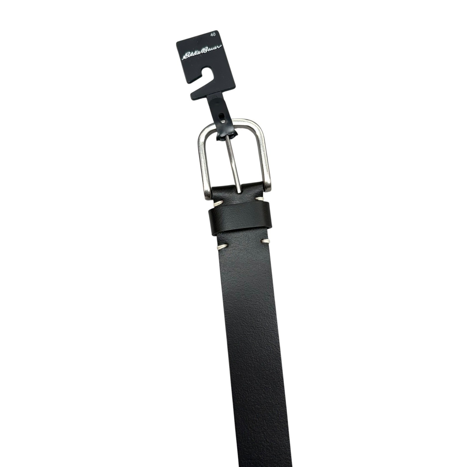 Eddie Bauer Everyday Leather Belt Mens 40 Black Classic Silver Buckle New