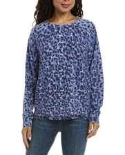 InCashmere 100% Cashmere Ombré Animal Print Sweater Classic Preppy Cozy