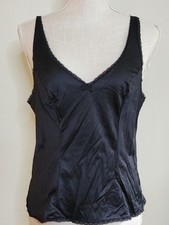 Vintage Vanity Fair Slip Tank Camisole Black sz 36 Nylon Made in USA Lace Trim
