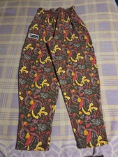 Chefwear Baggy Chef Pants Spicy Hot Peppers Small Elastic Drawstring Cotton 90s