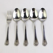 Lot of 5 Cuisinart Mansfield Stainless Steel Flatware Soup Spoons Salad Fork