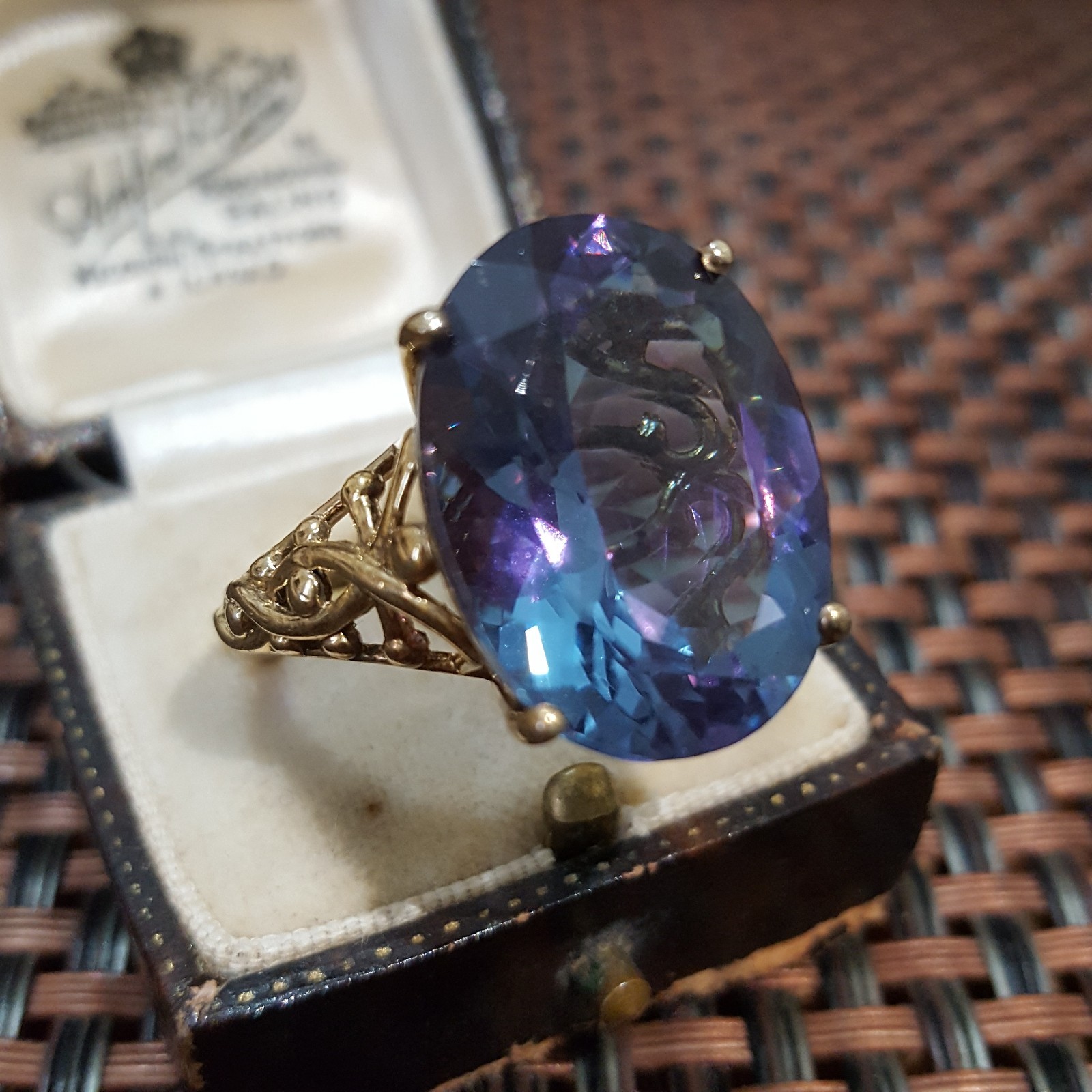 925 Sterling Silver Statement Ring, Synthetic Ale… - image 2