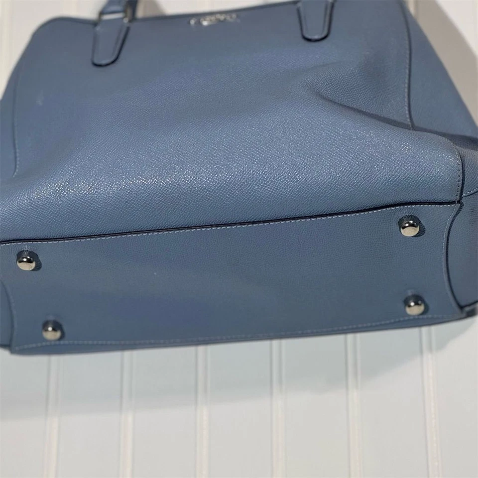 蔻驰鹅卵石皮革挎包托特包蓝色顶部手柄单肩包手提袋手提包 — 第 3/4 张图片