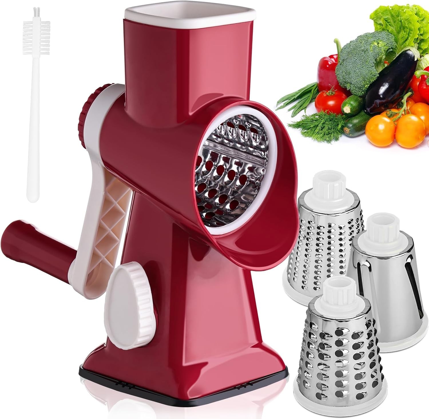 Rotary Cheese Grater Hand Crank, Shredder Slicer Grinder, 3 Blades NEW ...