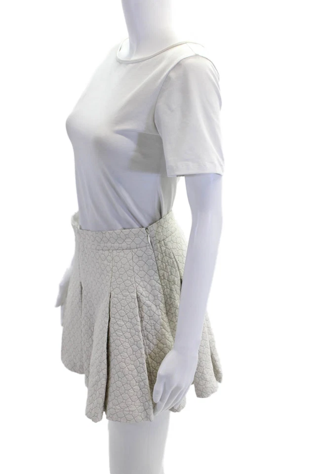 Falda 10 Crosby Derek Lam X Intermix Mujer Algodón Acolchado Estampado Blanca Talla 2 Foto 2 de 4