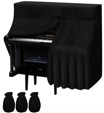 Upright Piano Cover, Velvet Full Dustproof Moistureproof Piano Cover Fits Sta...