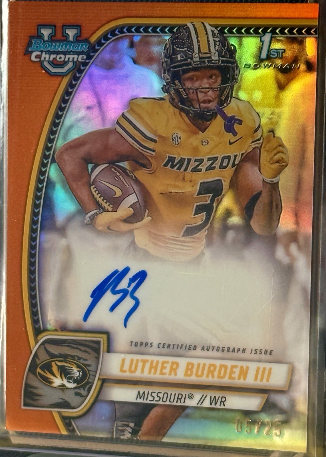 Luther Burden III 1st Orange Refractor Auto /25 2024 Bowman U Chrome Football